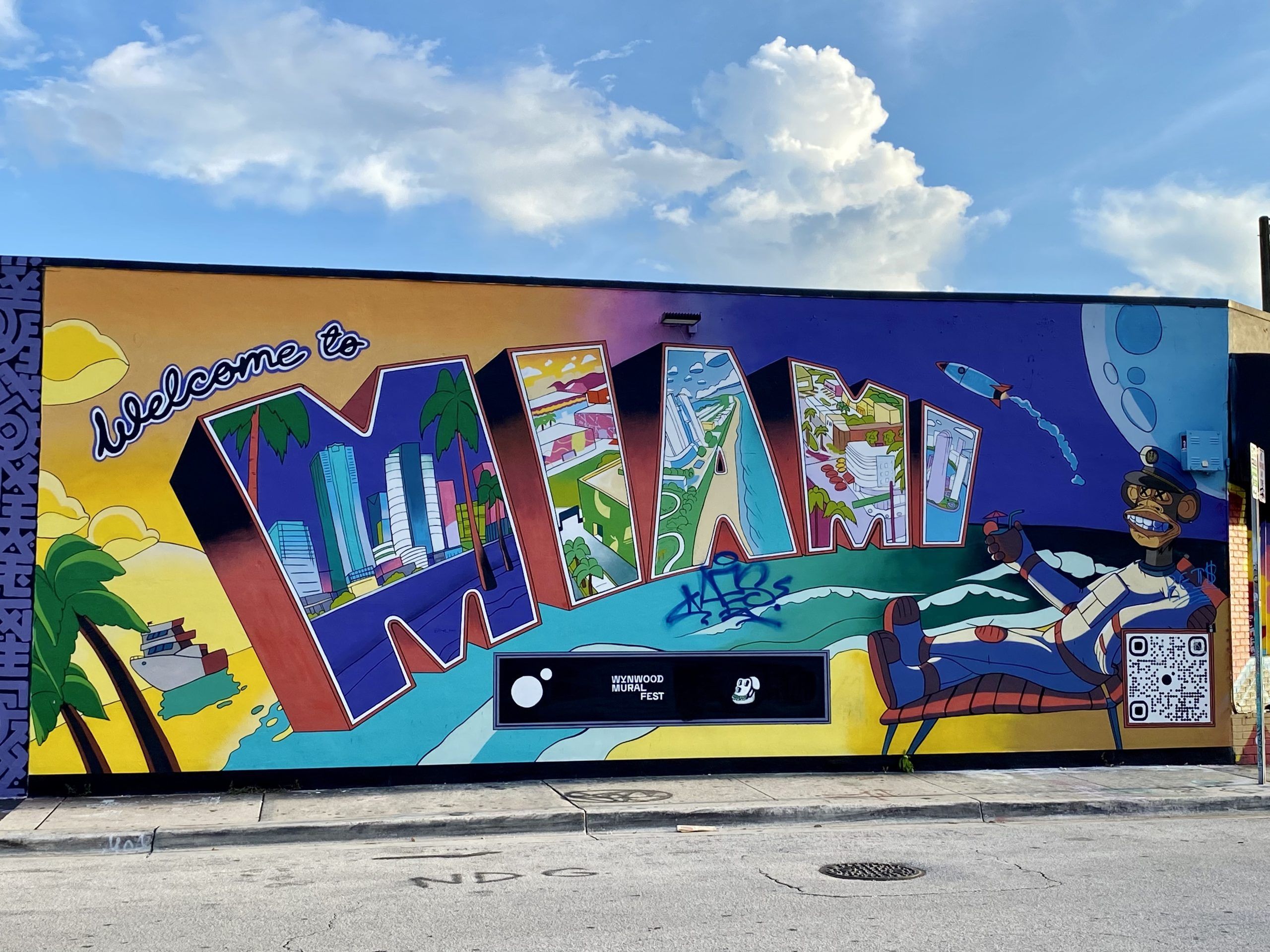 Graffiti Welcome to Miami dans le quartier street art de Wynwood à Miami